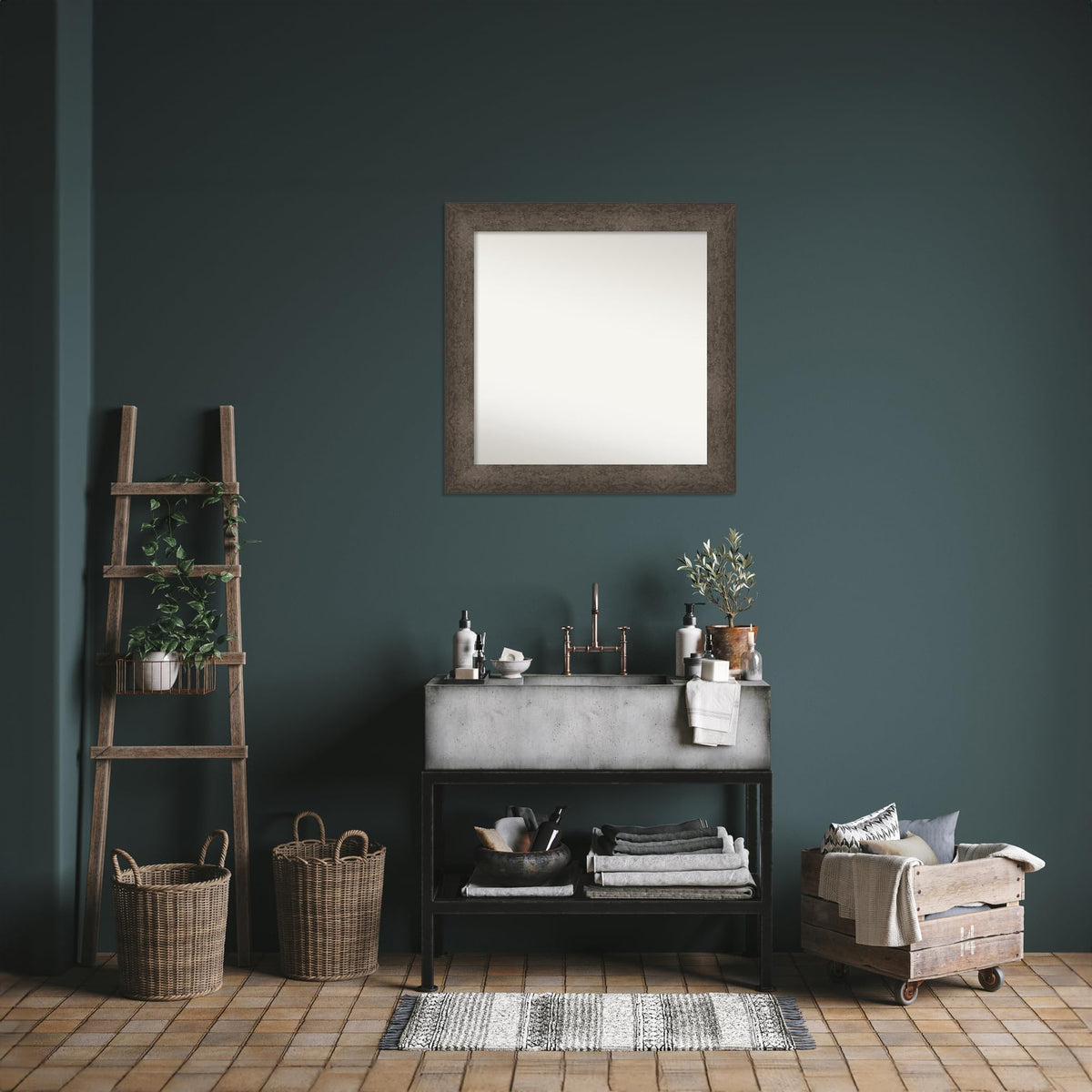 Amanti Art Bronze Wall & Bathroom Mirror for Over Sink, 29x29 Small Mirror