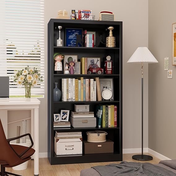 5-Tier Adjustable Metal Bookshelf