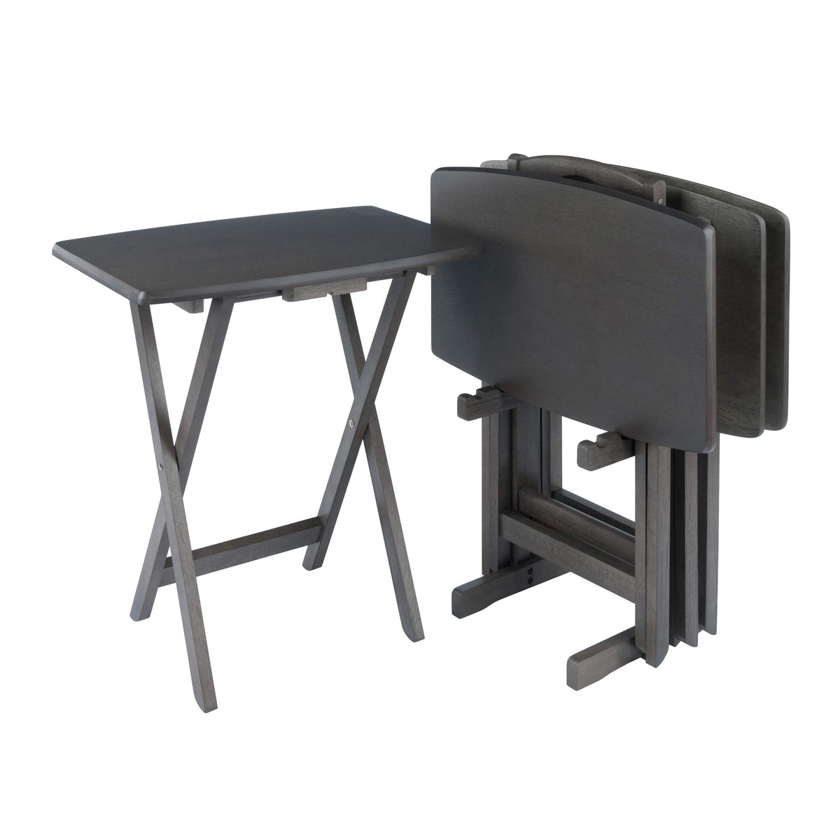 Winsome Dylan Set of 4 Oversized Foldable Snack Tables with Storage Rack