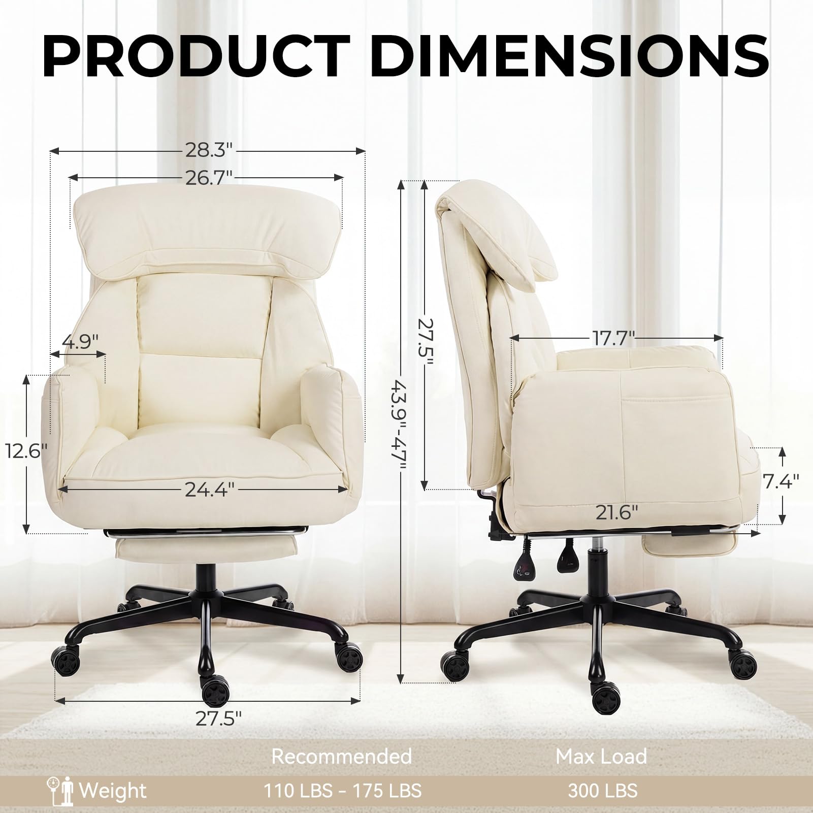 Cross Legged Office Chair with Pivoting Armrests & Pocket Spring