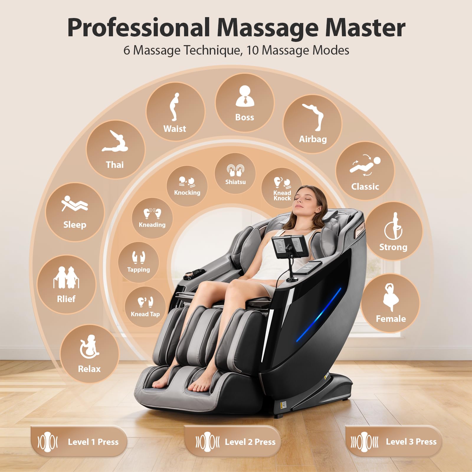 4D Massage Chair with SL-Track & Zero Gravity Recliner
