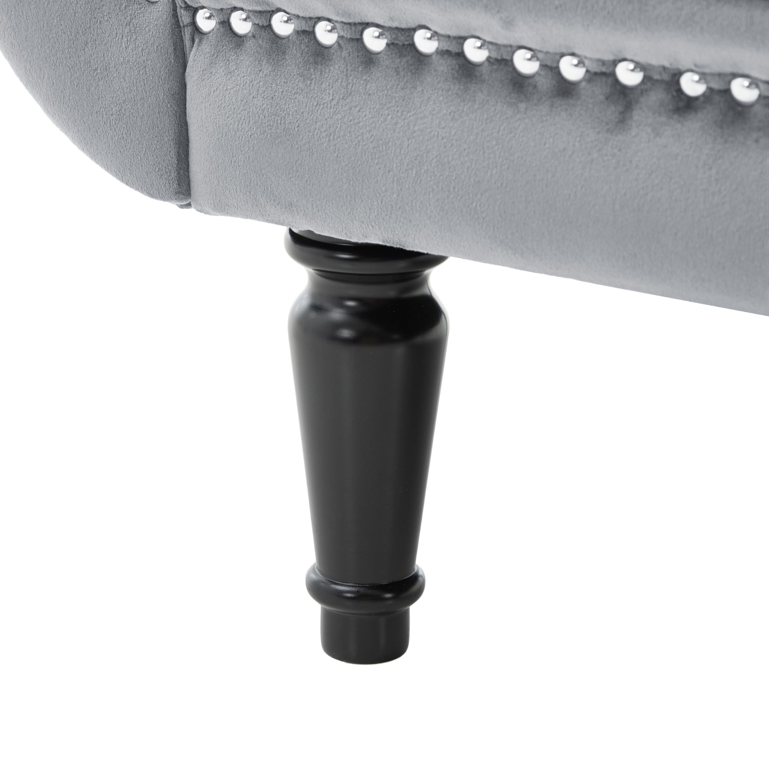 Velvet Ottoman Bench with Bolster Pillows & Nailhead Trim