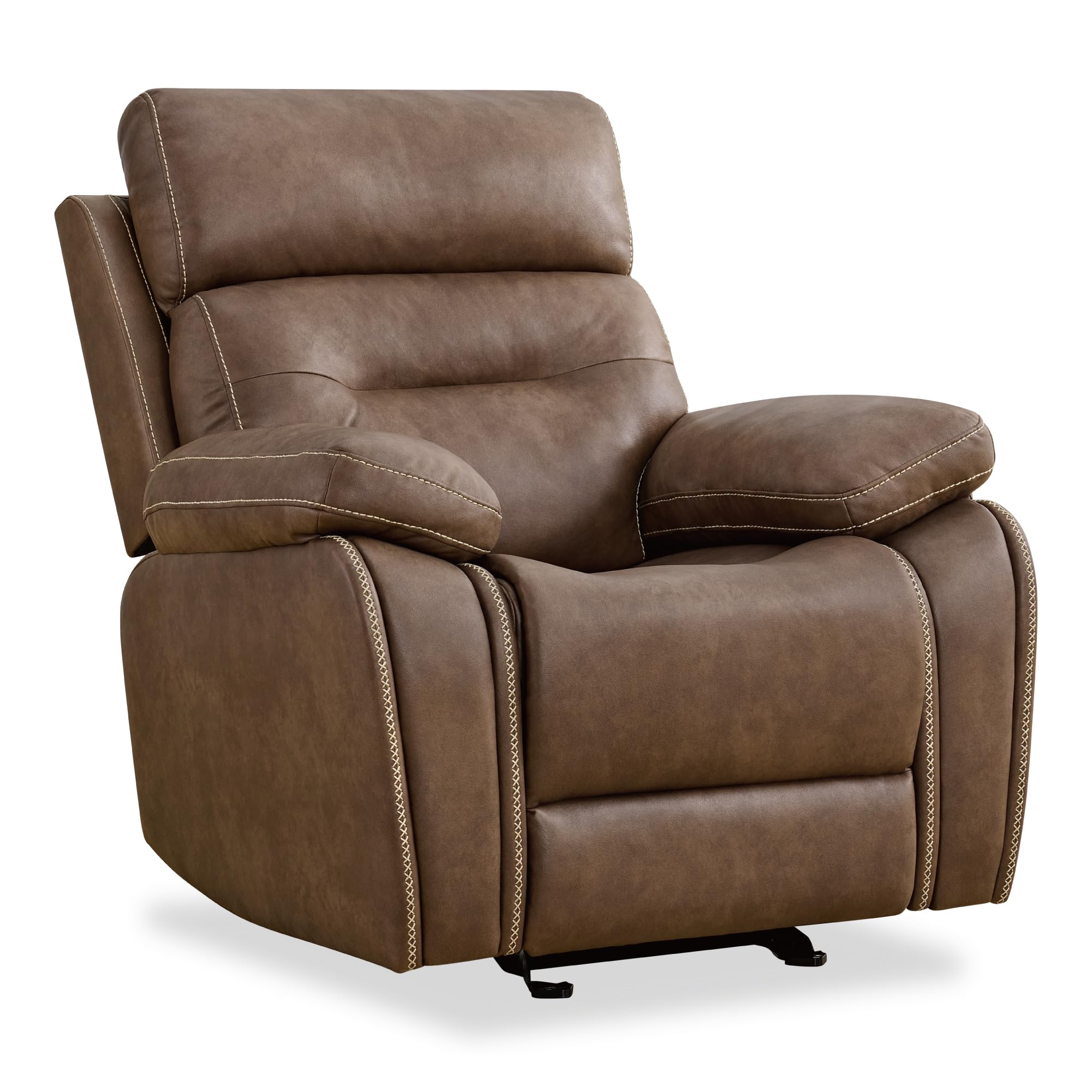 Faux Leather Recliner Chair with Rocker & Overstuffed Arms