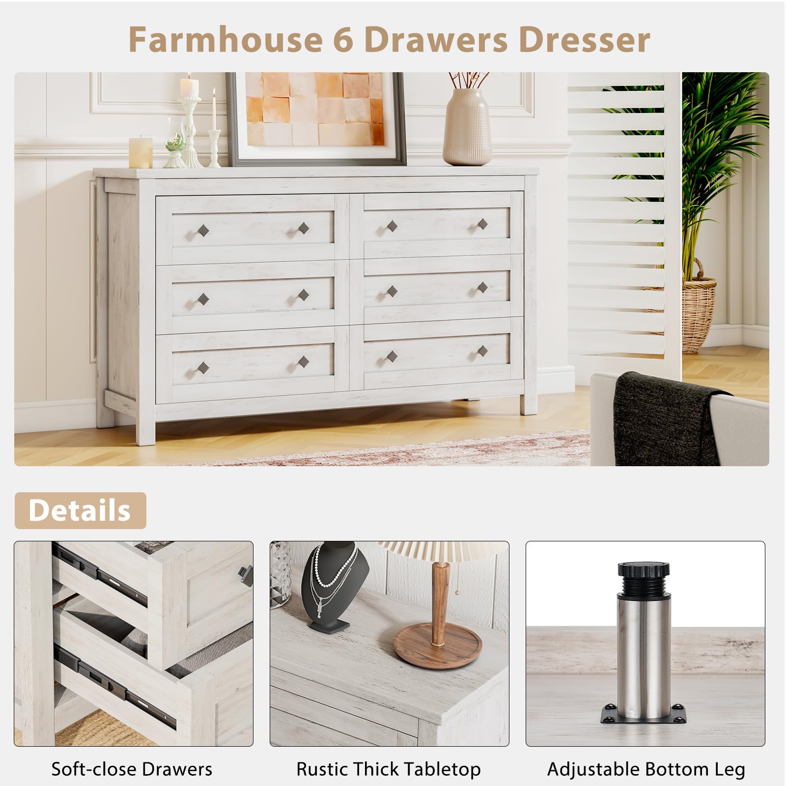 4-Piece Farmhouse Bedroom Set with Charging Nightstands