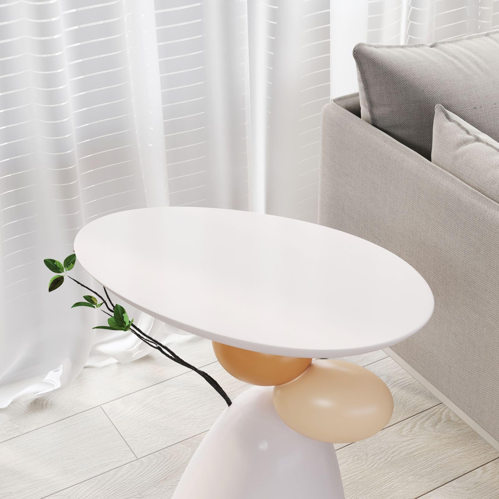 Oval Resin Pedestal Side Table