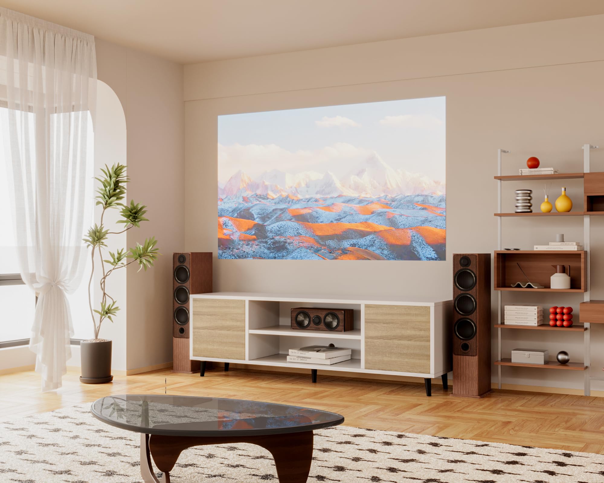 YESHOMY Modern TV Stand for 65 Inch TV, 58" Classic Entertainment Center with Storage Cabinets, Media Console for Living Room & Apartment, Minimalist Retro TV Cabinet, Bright White