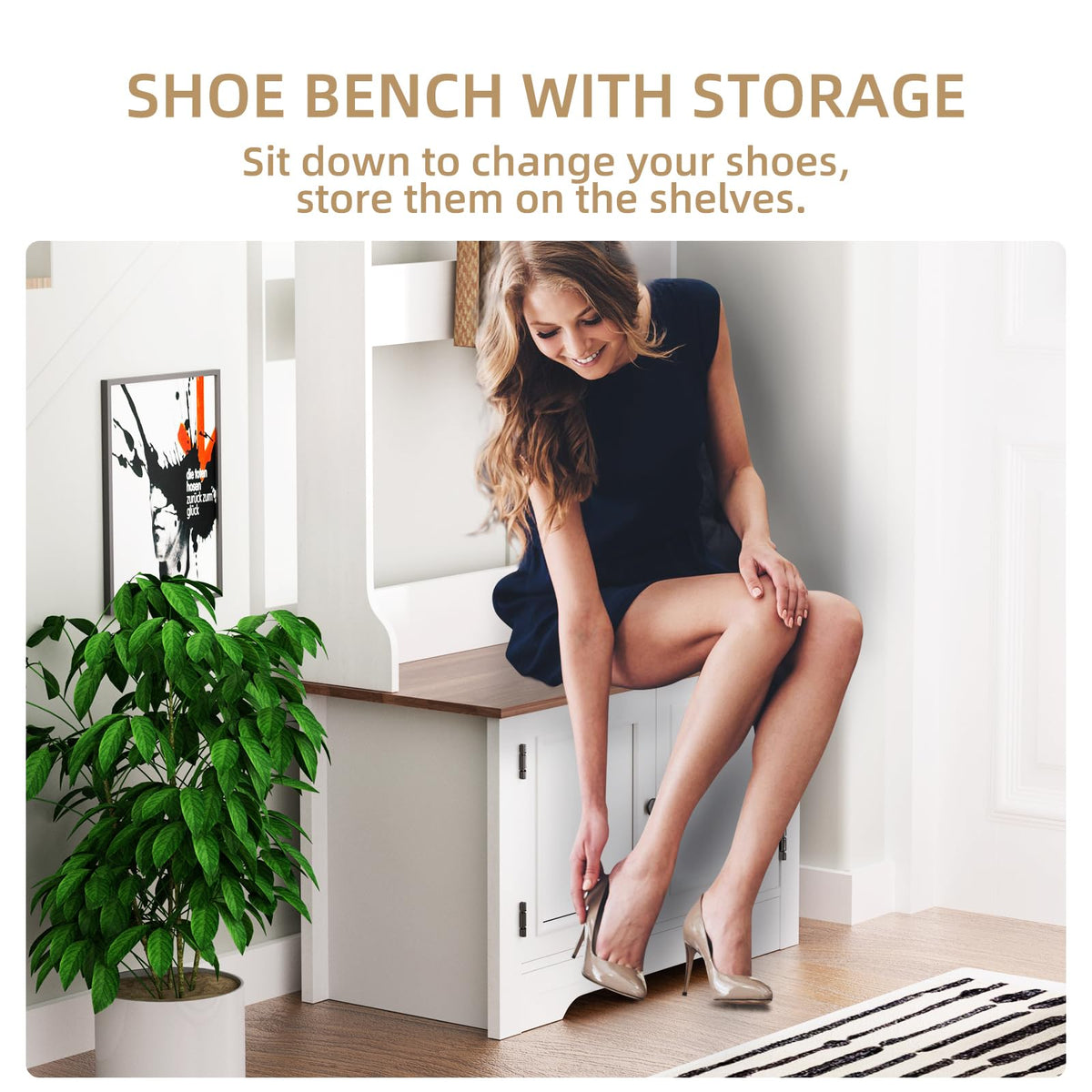 Hall Tree with Bench and Shoe Storage