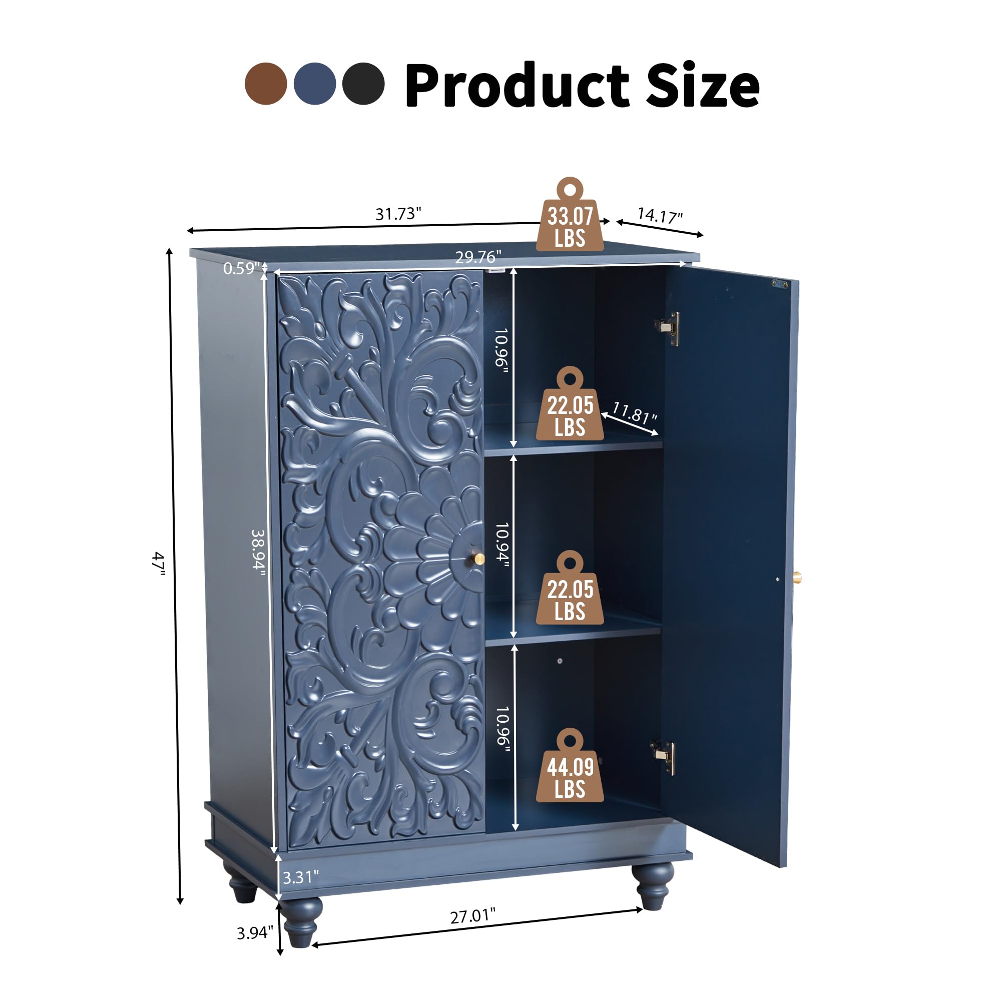 Vintage Sideboard Buffet Cabinet with Adjustable Shelves