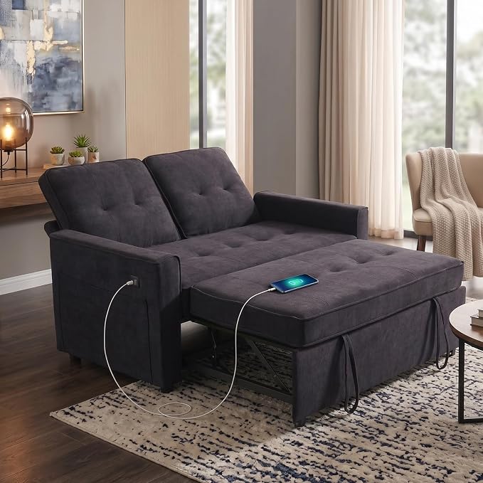 3-in-1 Sleeper Loveseat with USB