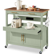 Rolling Kitchen Island Cart with Power Outlets