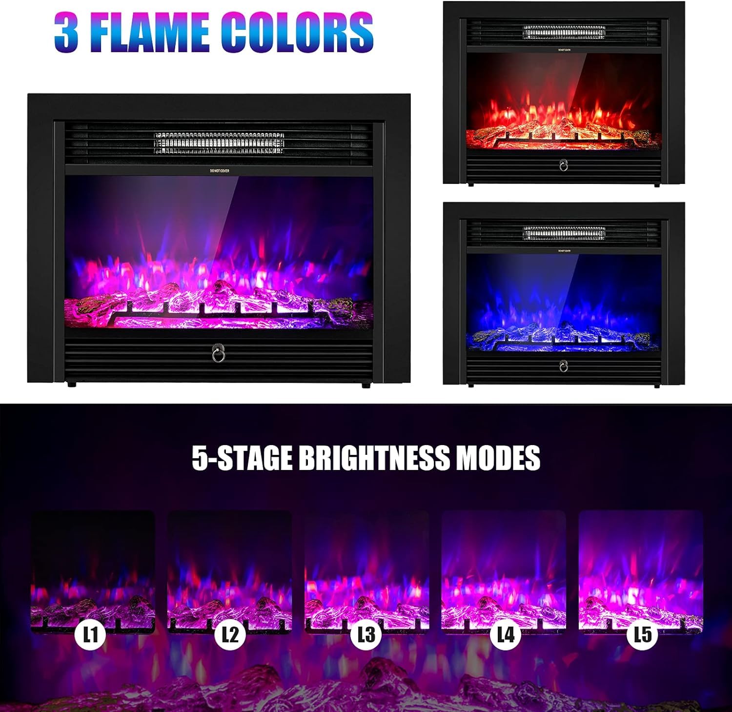 In-Wall Electric Fireplace Insert with Heater