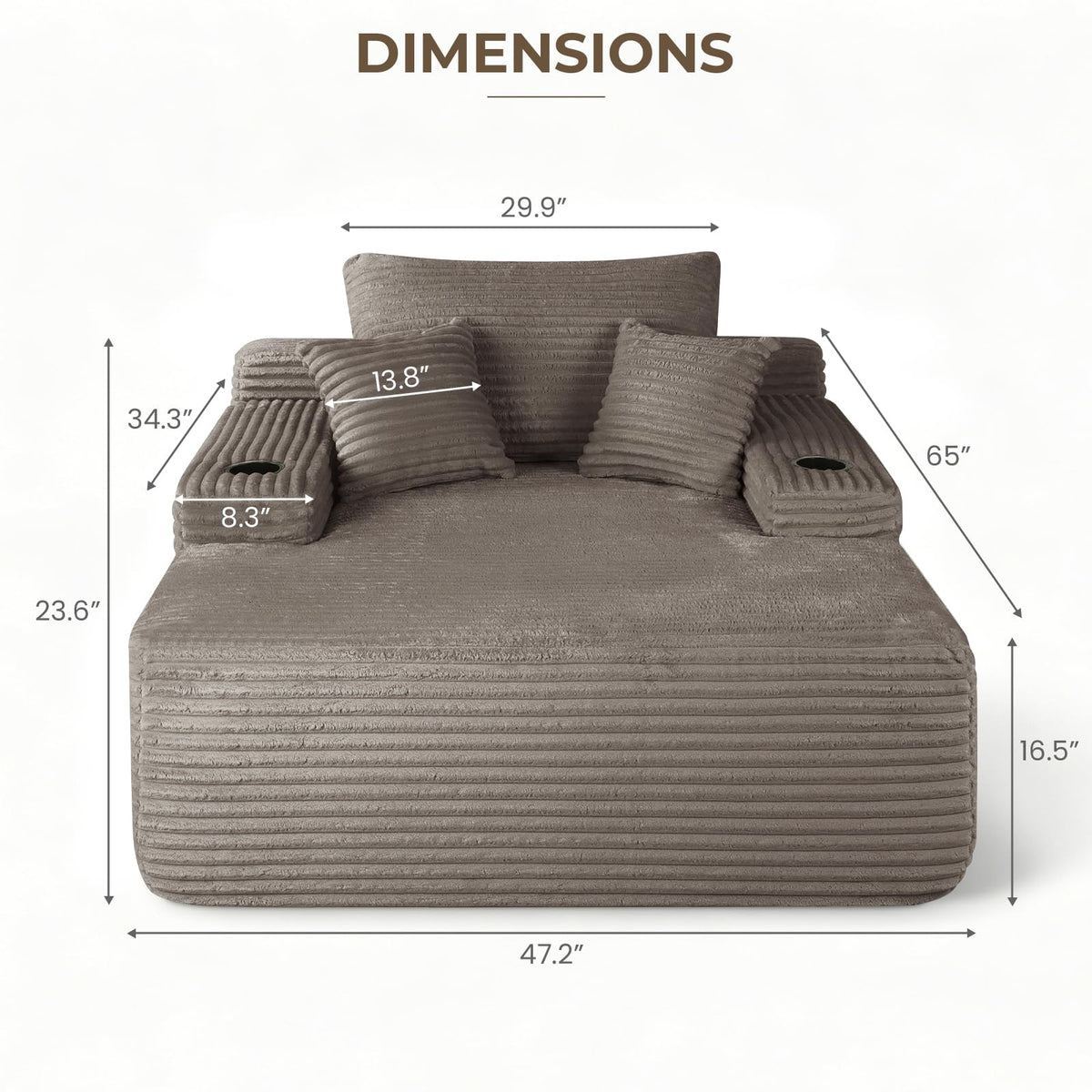 Brown Corduroy Chaise Lounge