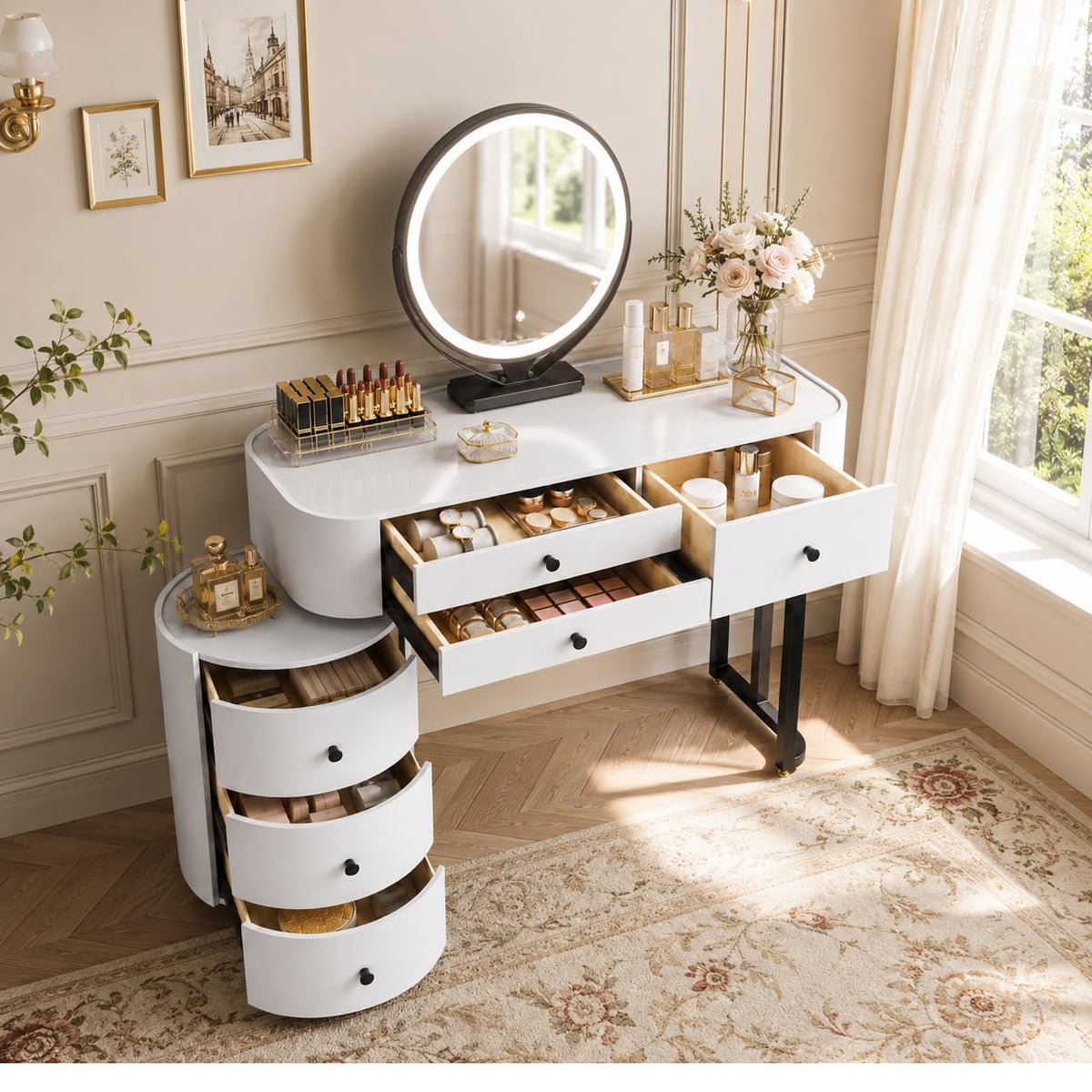 6-Drawer Lighted Makeup Vanity