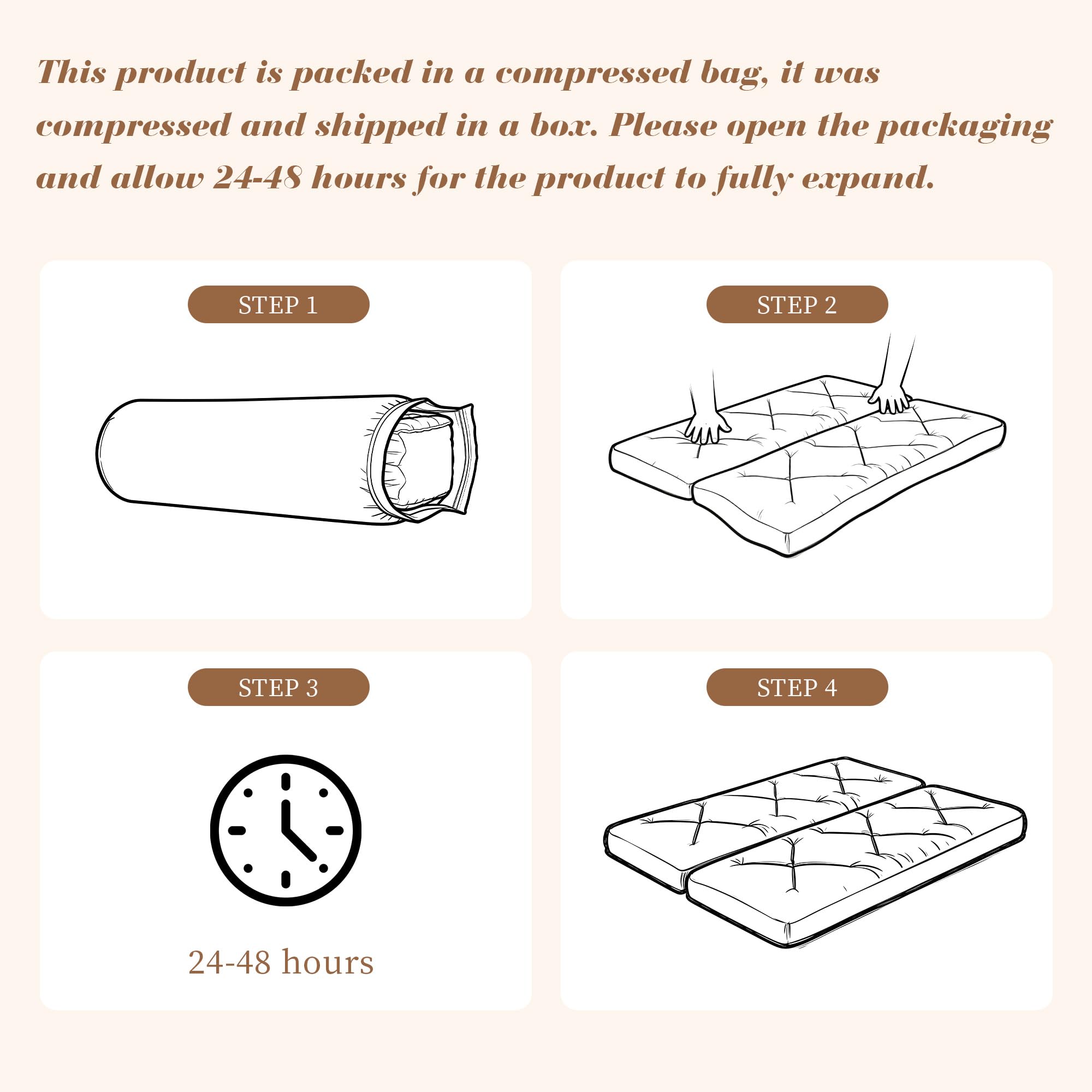Foldable Futon Mattress with Zipper Connection