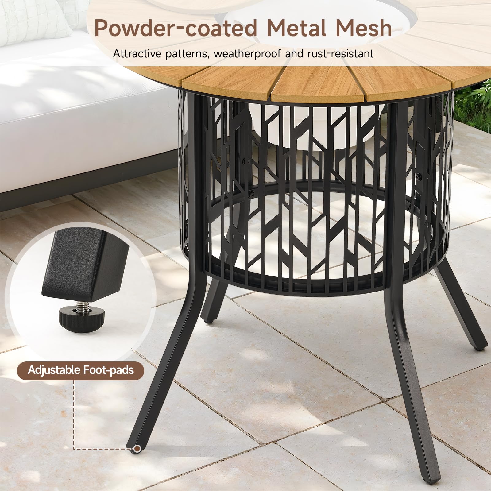 Solar LED Cooler Patio Table with Ice Bucket
