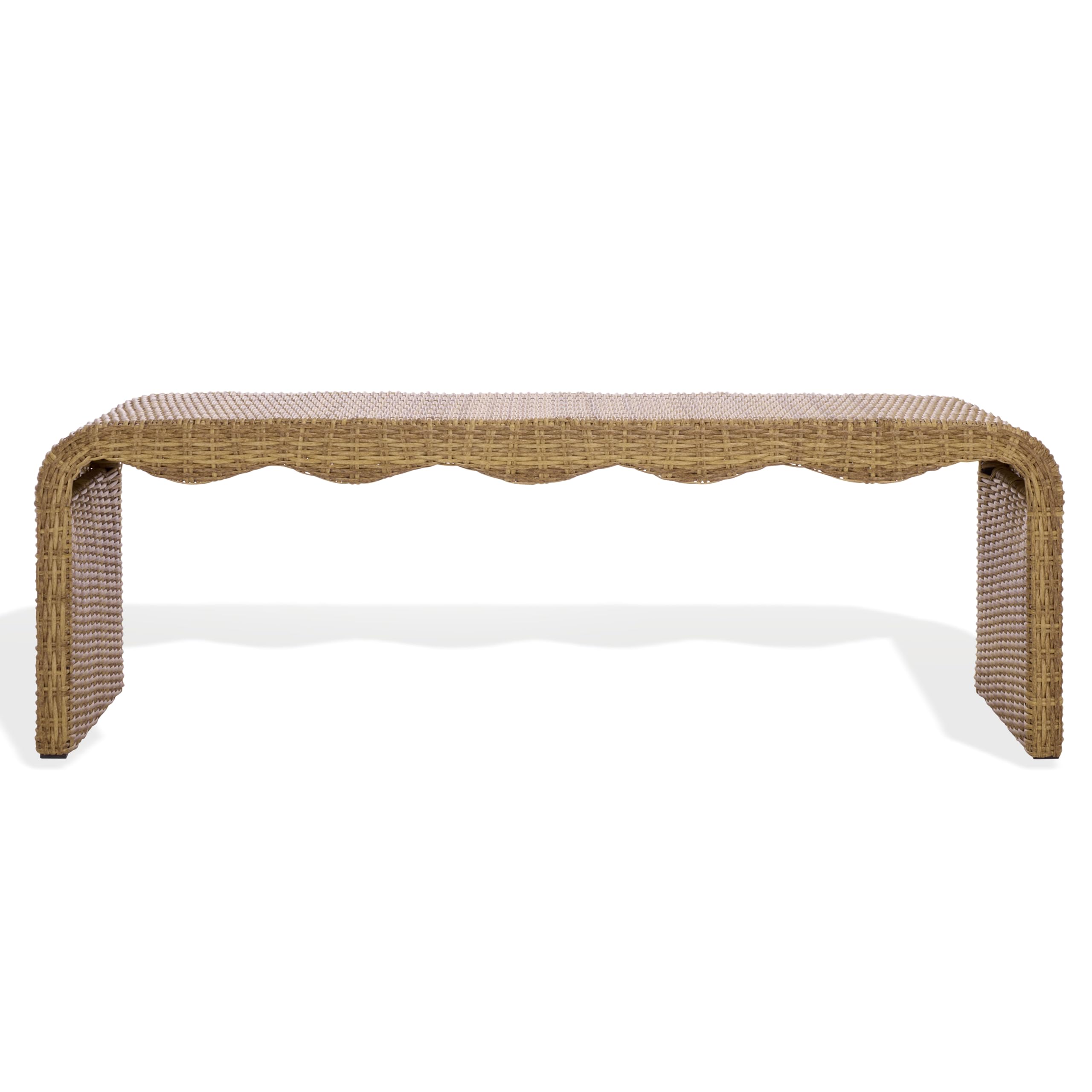 Handwoven Wicker Patio Bench – Fully Assembled