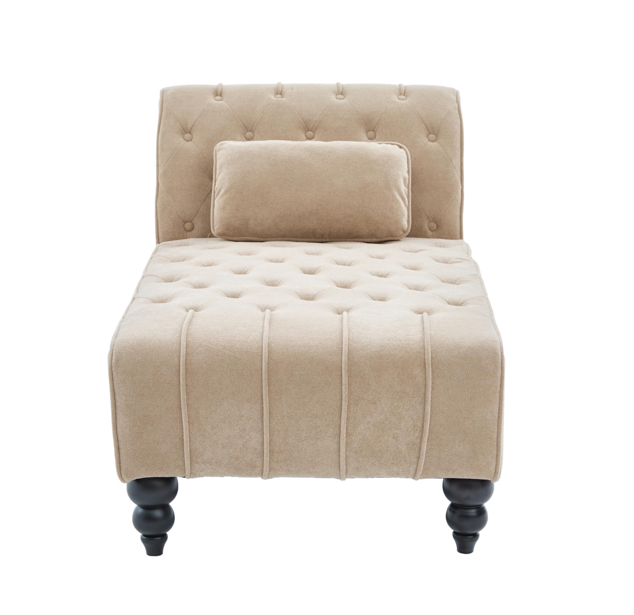 Christopher Knight Home Rafaela Velvet Upholstered Chaise Lounge Chair Indoor with Lumbar Pillow, Tufted Chaise Lounge Sofa with Scrolled Backrest, Wooden Living Room Lounge Chair, Camel
