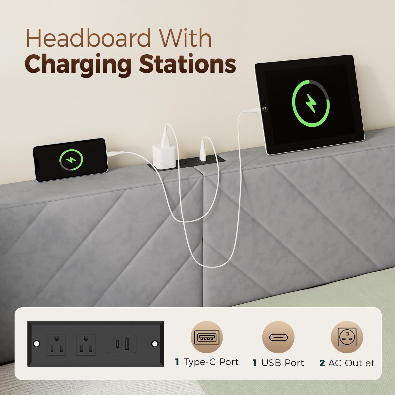 Twin Size Daybed with Storage Drawers & Charging Station