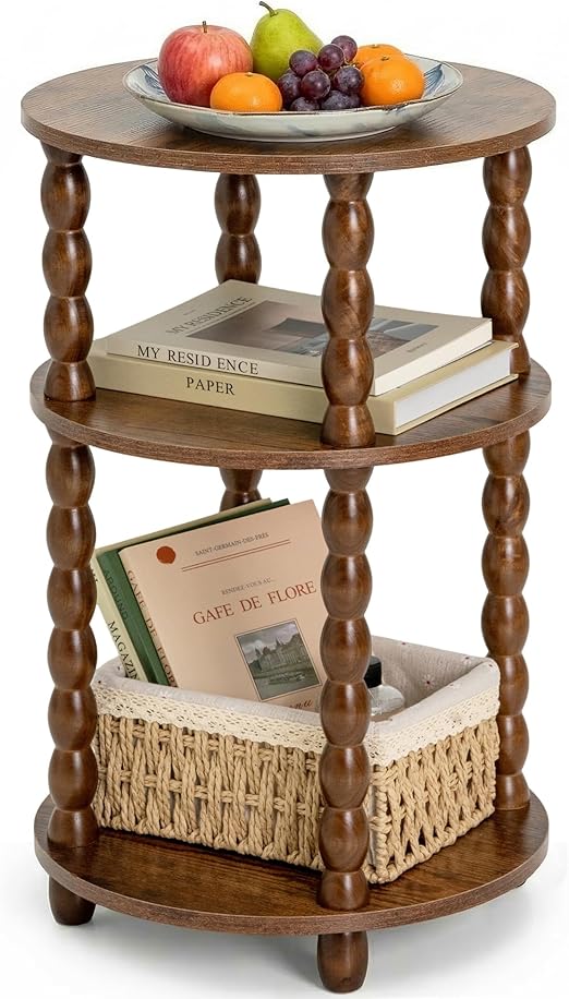 3-Tier Side Table with Storage Shelves
