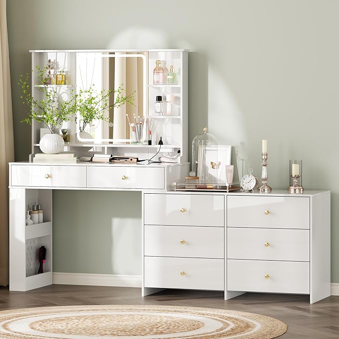 Makeup Vanity Desk with Mirror & Lights