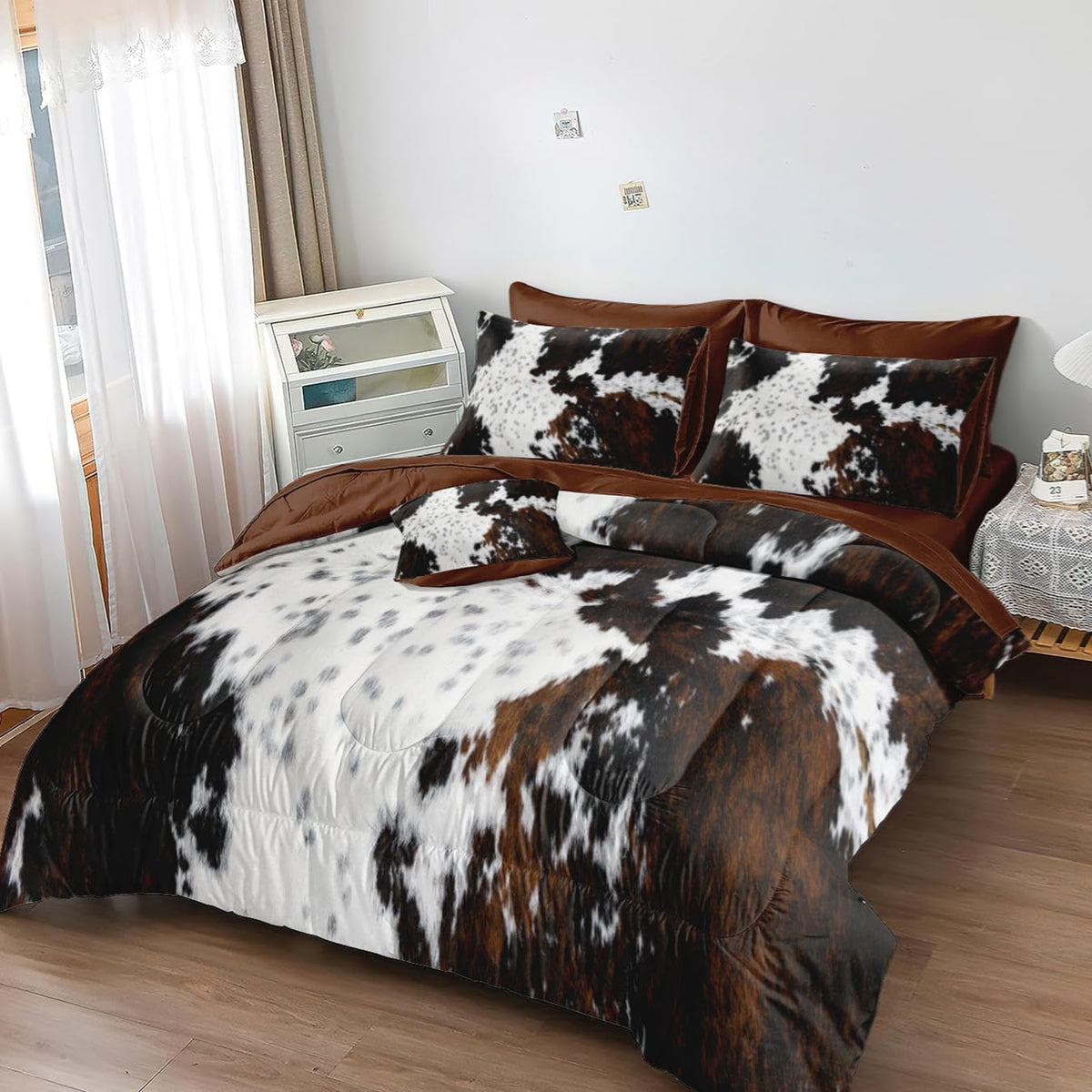 King Cow Print Comforter Set, 8 Pieces