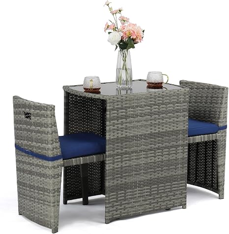 3-Piece Wicker Outdoor Bistro Set