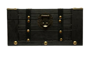 Vintage Wooden Treasure Chest with Leather Straps