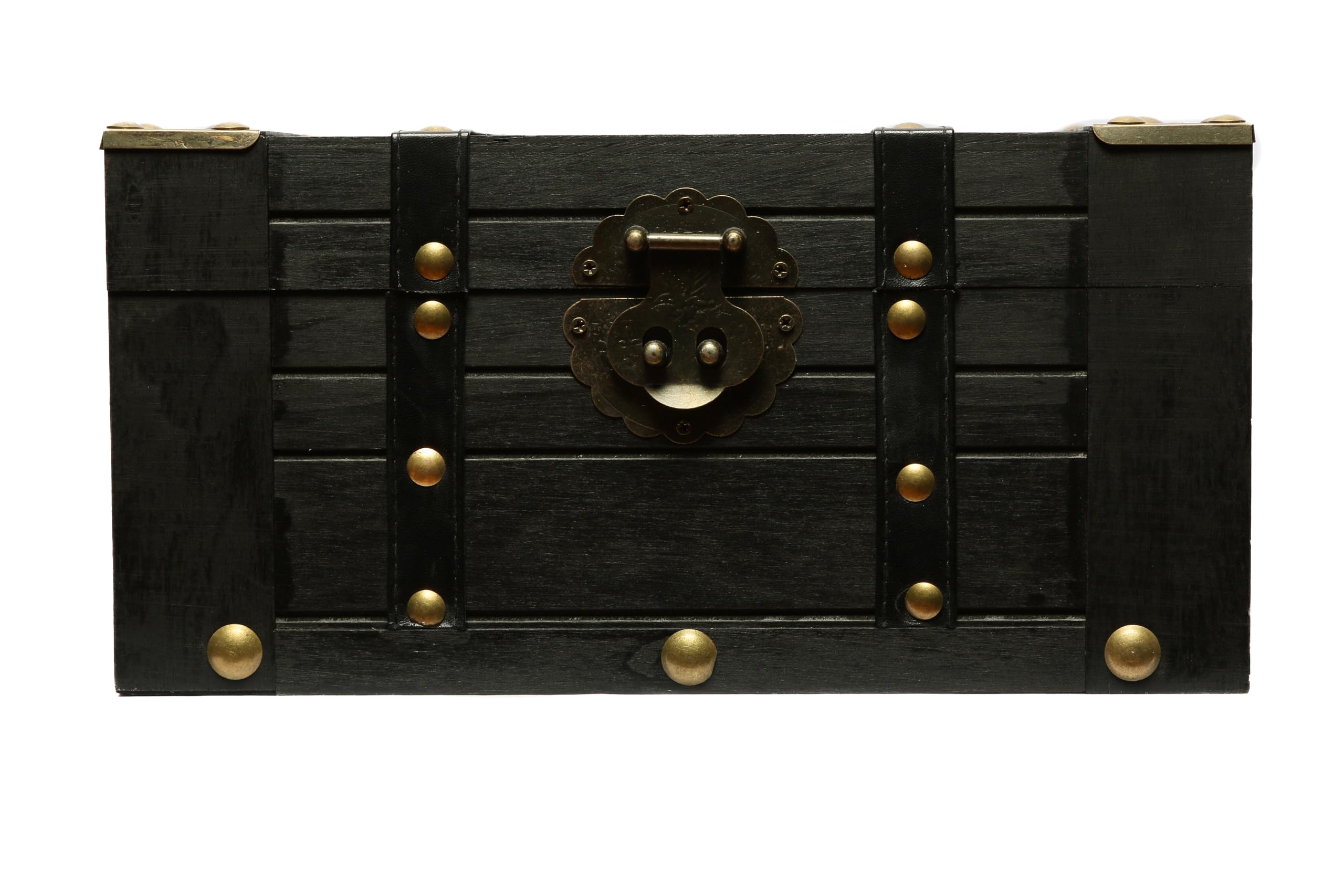 Vintage Wooden Treasure Chest with Leather Straps