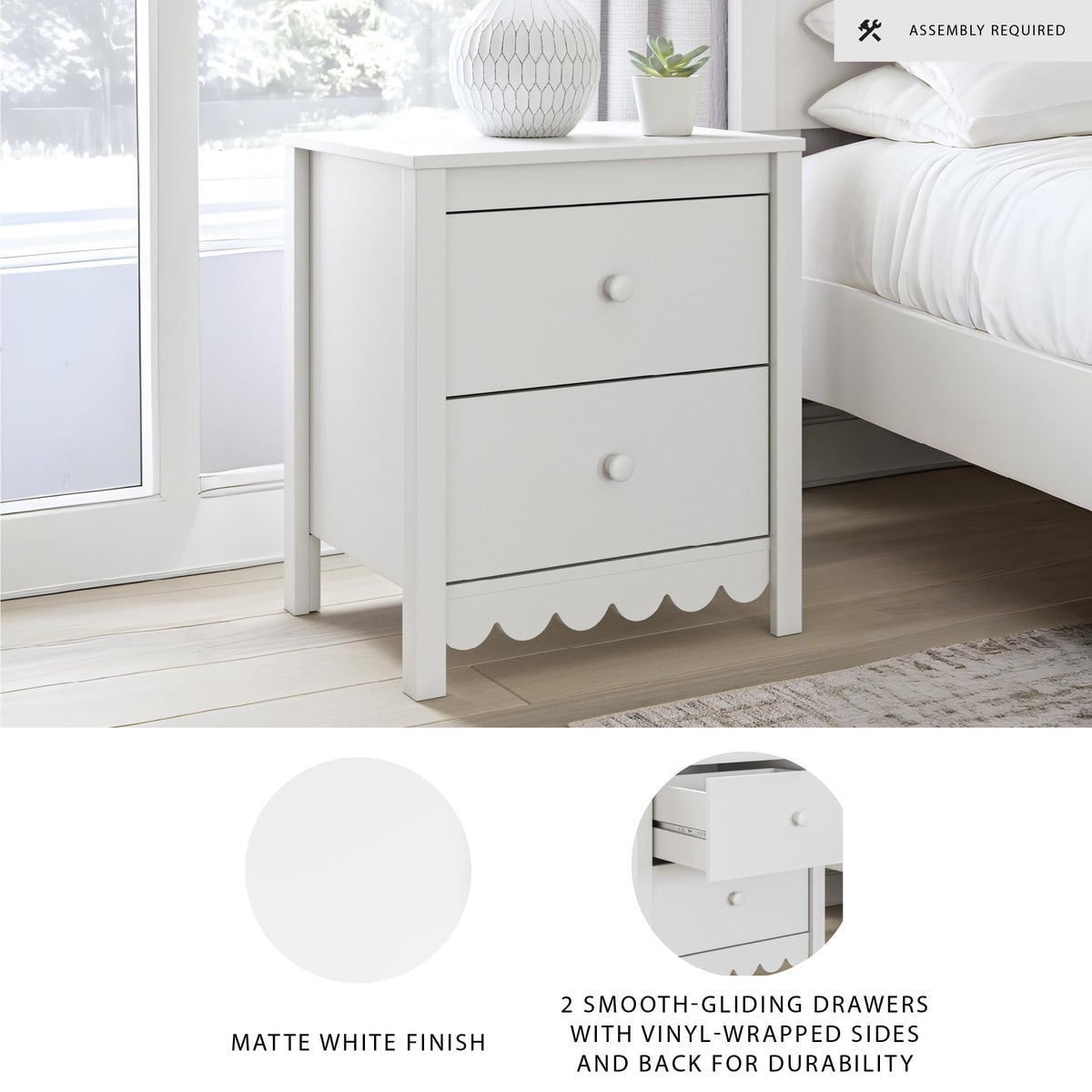 Scalloped 2-Drawer Nightstand