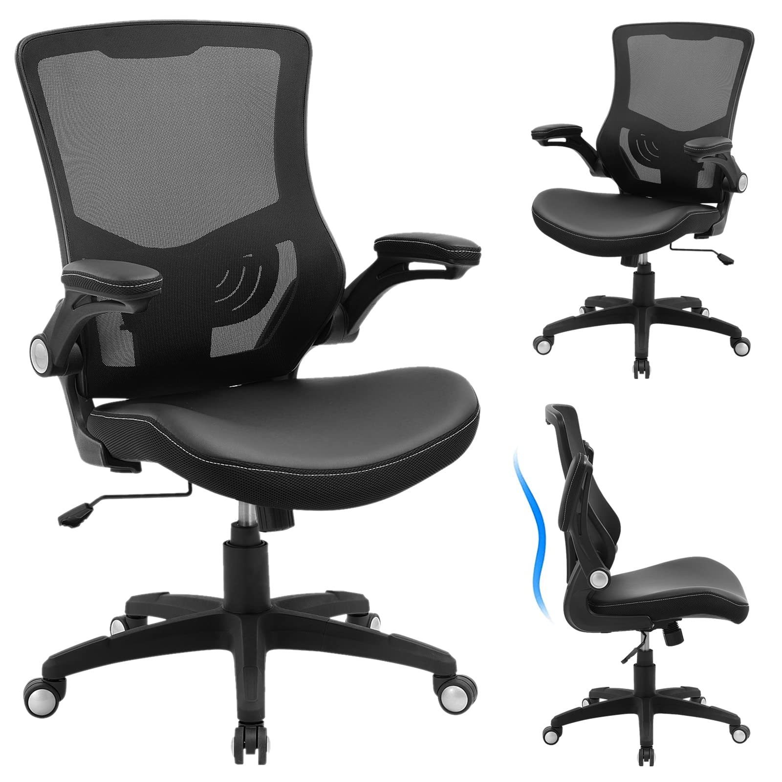Ergonomic Office Chair with Lumbar Support & Flip-Up Arms