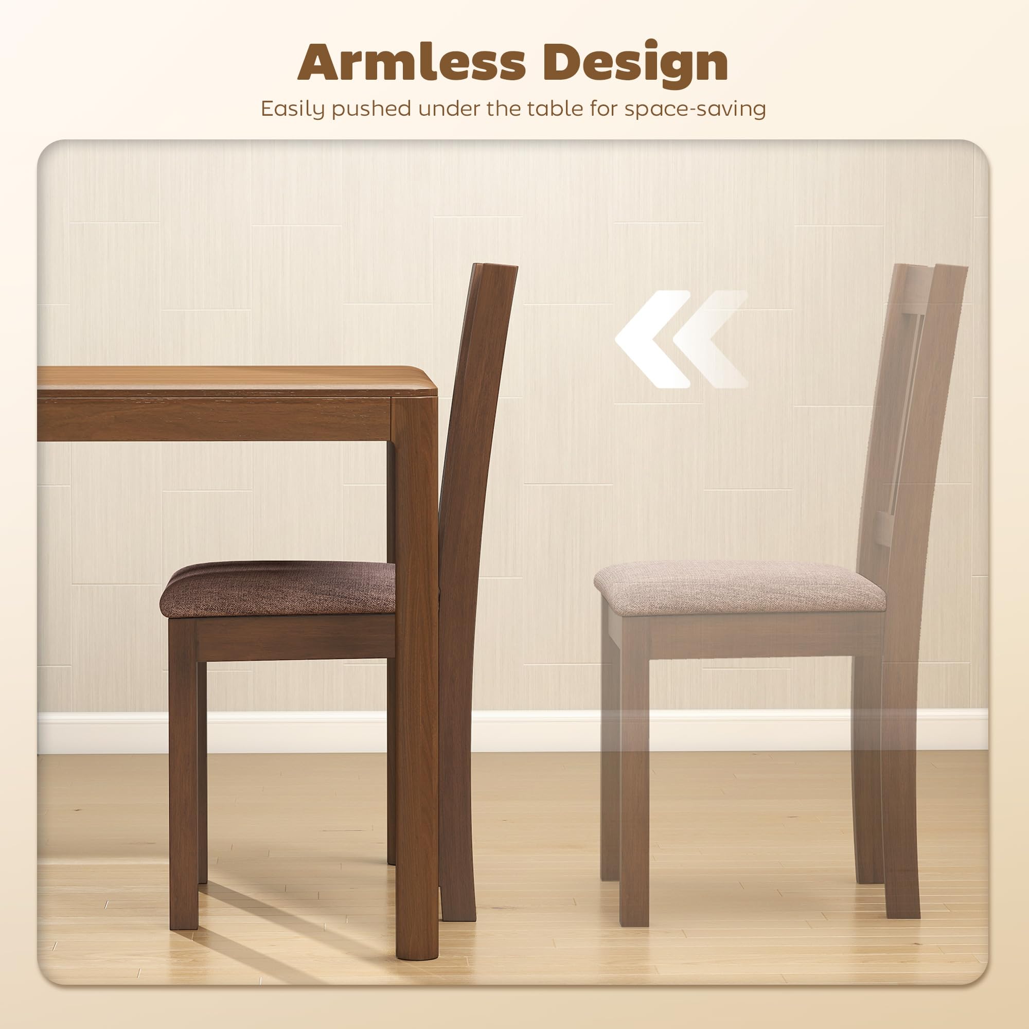 Mid-Century Dining Chairs, Set of 2 – Upholstered, Solid Rubberwood