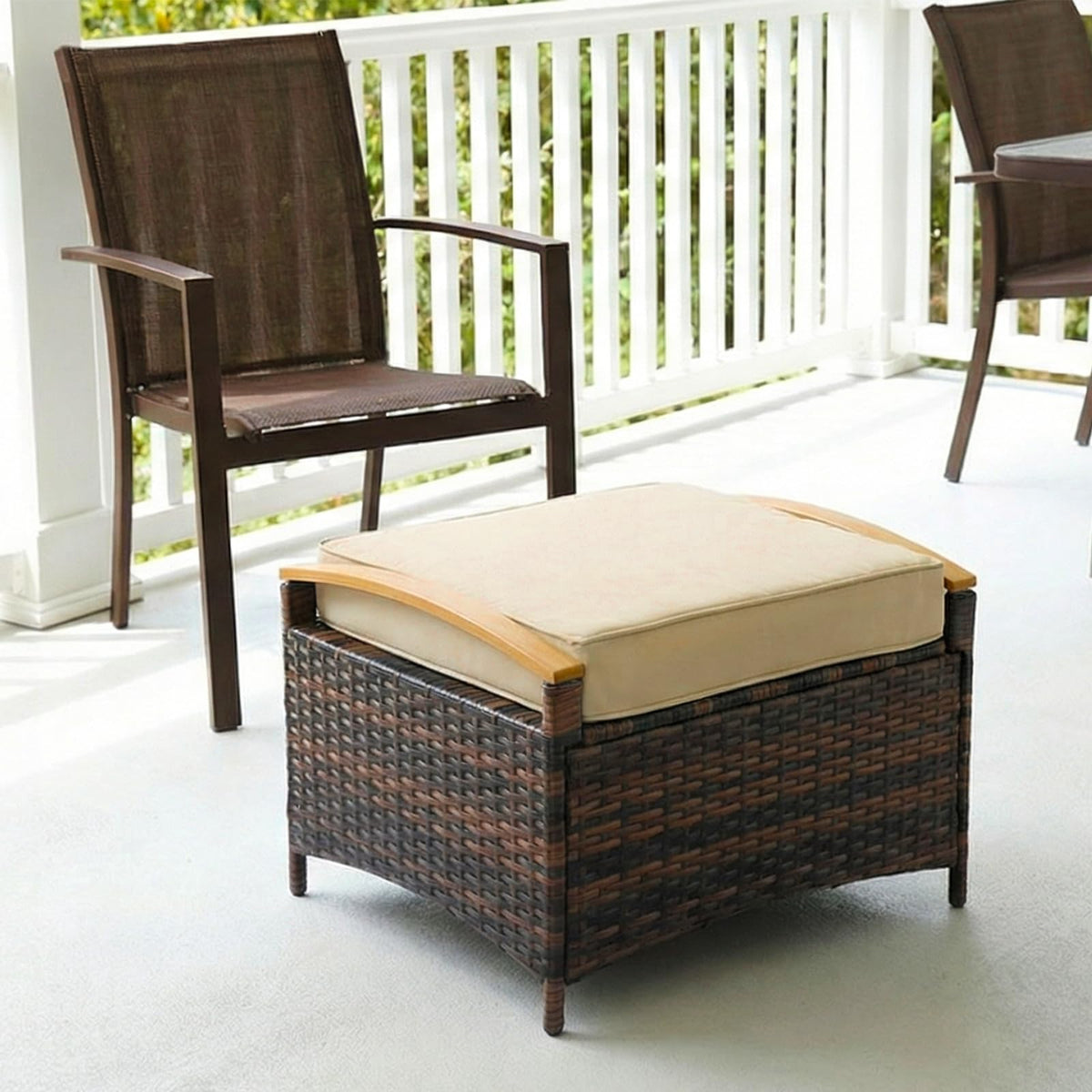 Rattan Storage Ottoman Set