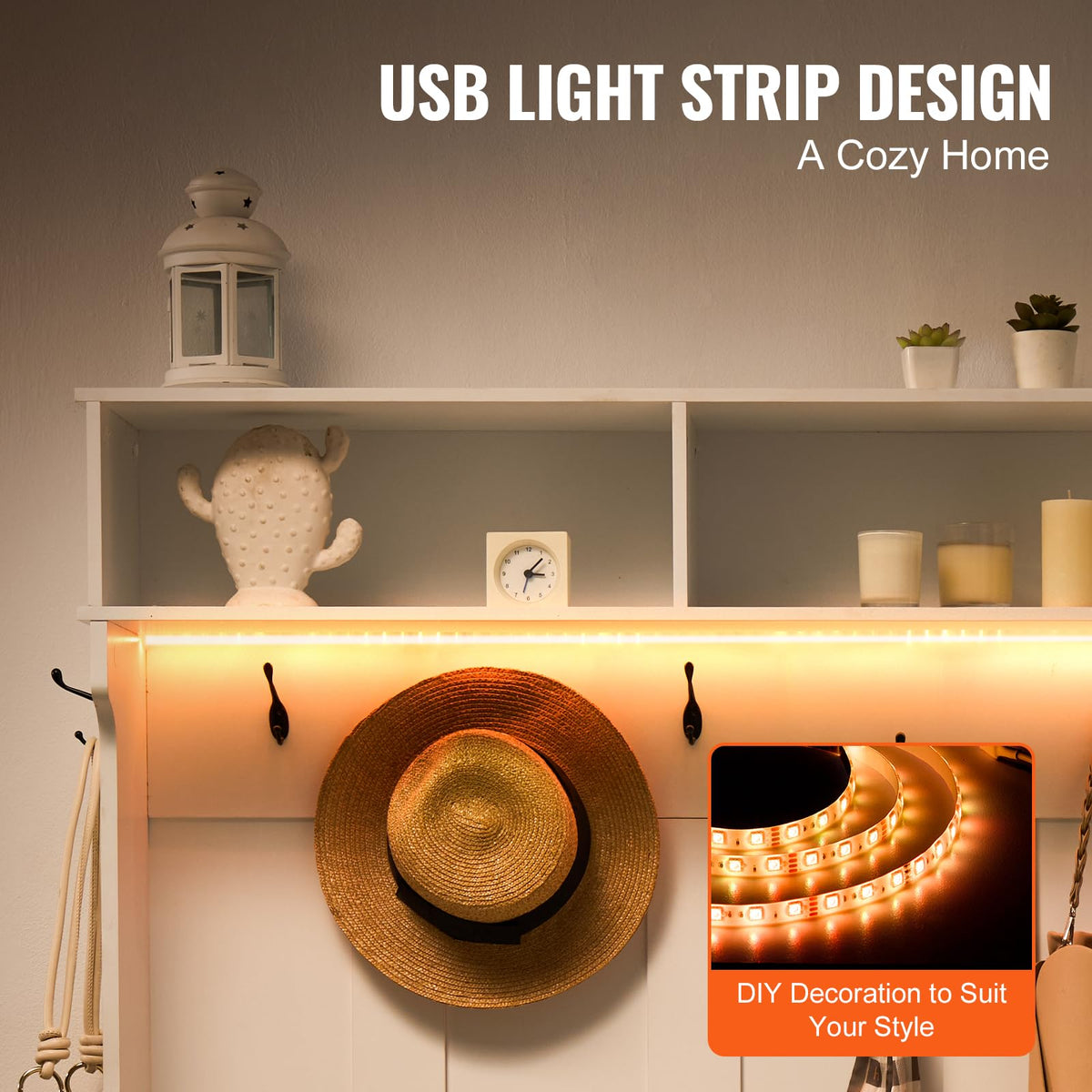 LED Hall Tree with Shoe Storage Bench