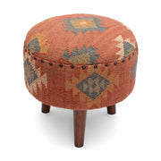Round Kilim Jute Stool Ottoman