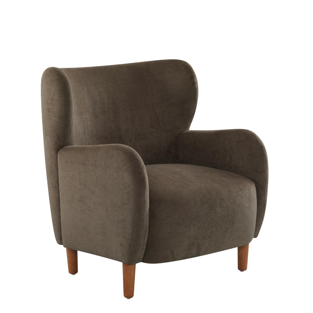 Christopher Knight Home Dolly Mid-Century Modern Velvet Upholstered Wingback Club Chair, Living Room Lounge Chair for Relaxation, Reading Armchair, Solid Wood Living Room Accent Chair, Dark Brown
