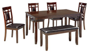 6-Piece Dining Set with Bench & Upholstered Chairs