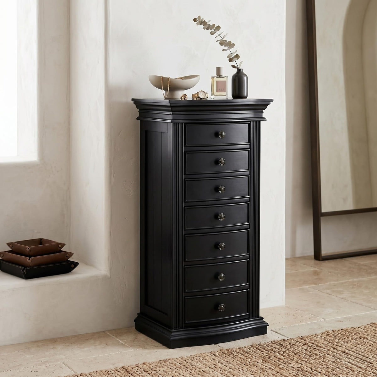 Black 7-Drawer Jewelry Armoire