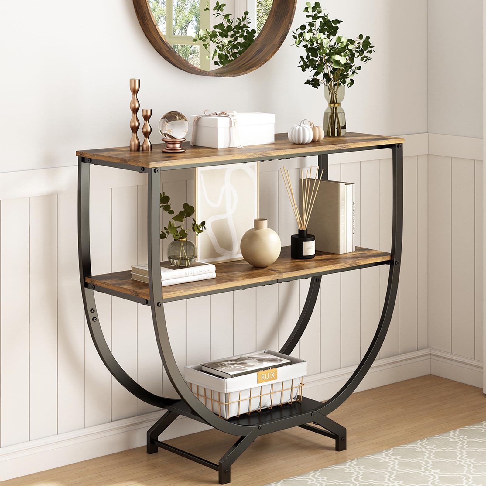 3-Tier Industrial Console Table
