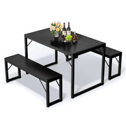 Bealife Dining Table Set for 4 with Metal Frame and MDF Board - Black