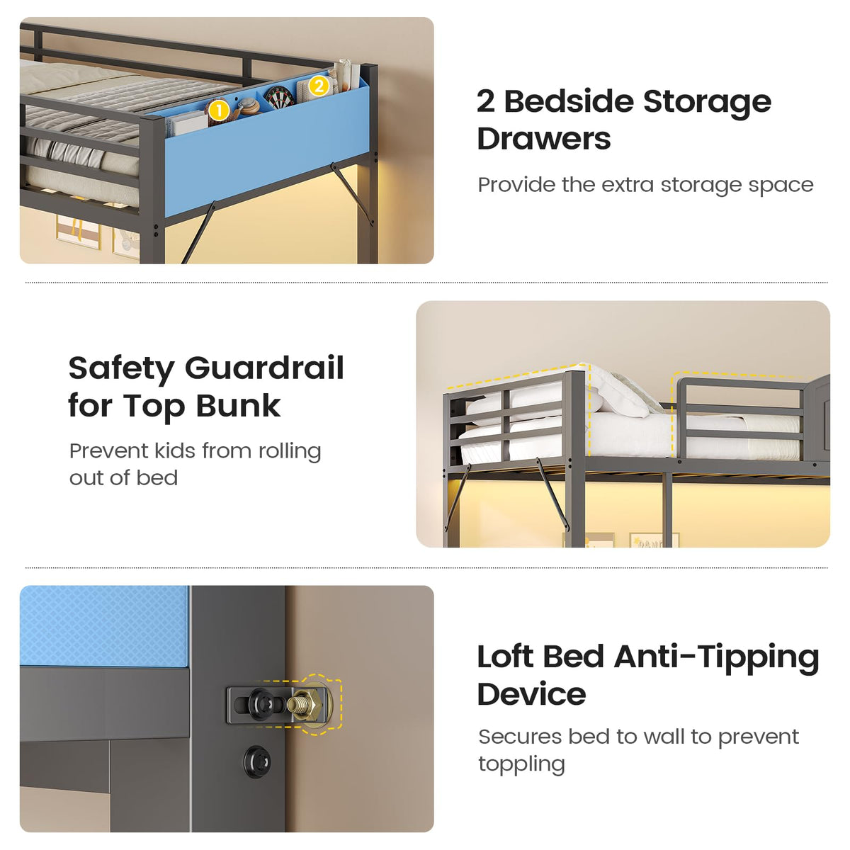 Convertible Twin Bunk Bed with Storage