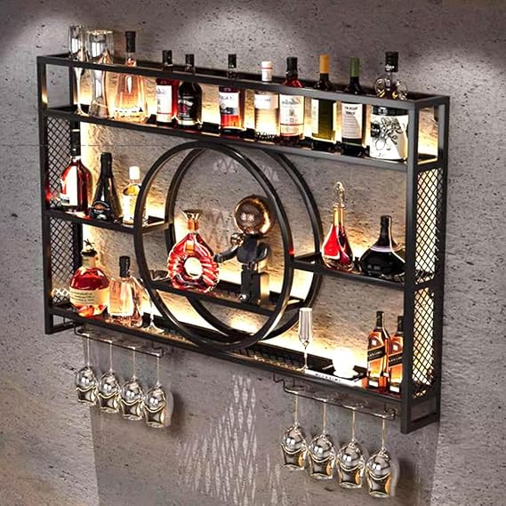 LED Wall Wine Rack with Glass Holder