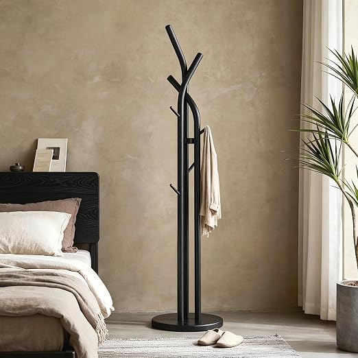Solid Wood Coat Rack with 9 Hooks