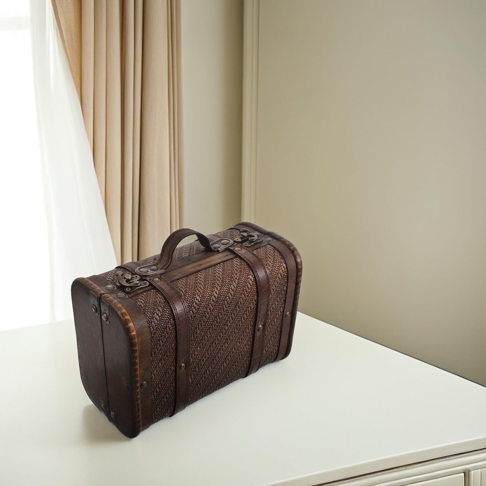 Vintage Wooden Storage Box with Handle