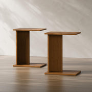 C-Shaped Bamboo End Table Set of 2
