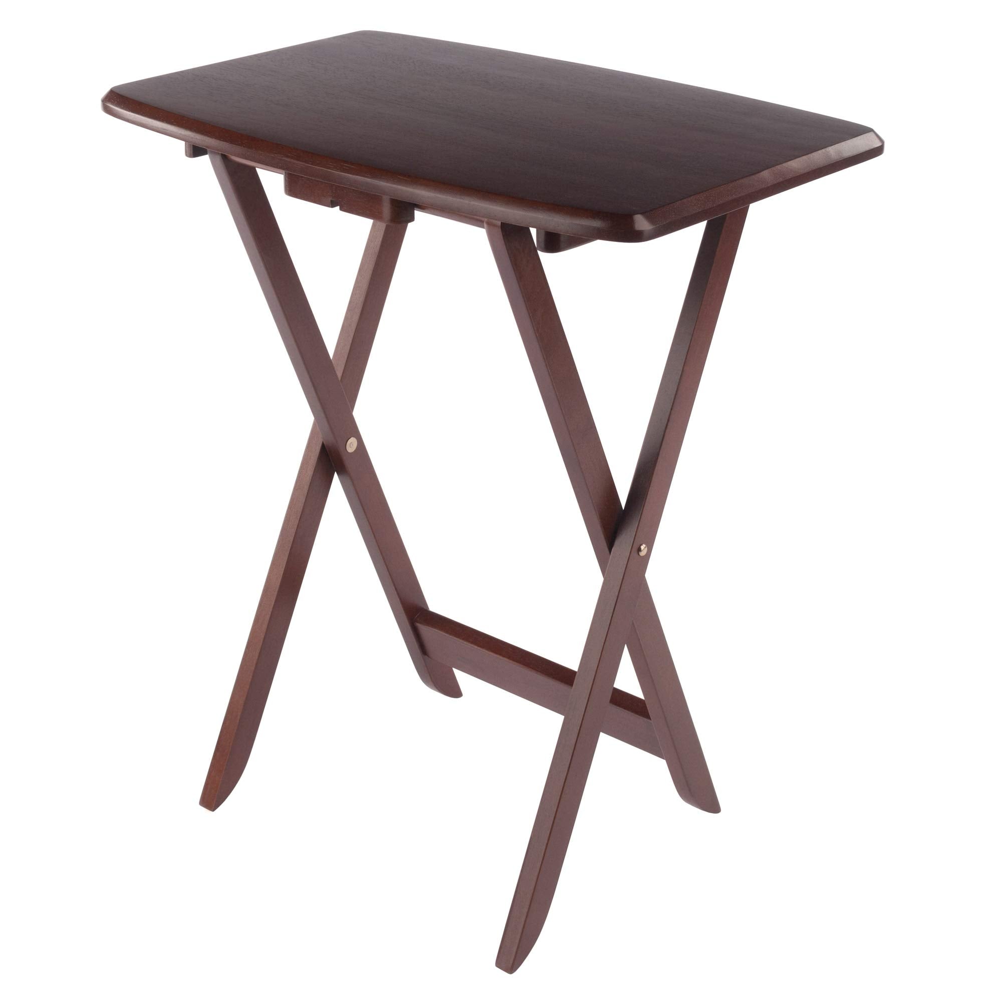 Contemporary Home Living Set of 4 Rich Walnut Oversize Folding Snack Table 25.5"