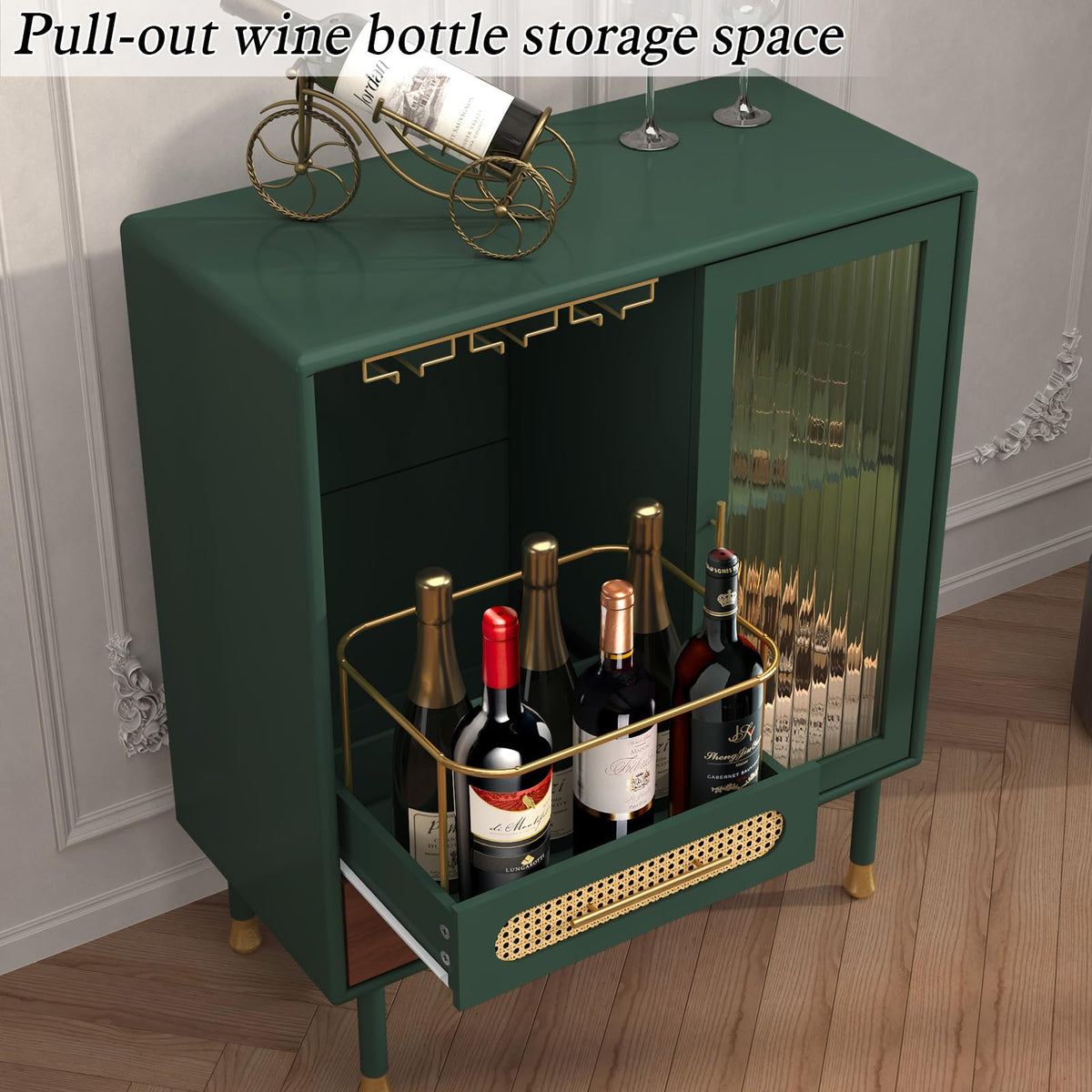 Green Wine Bar Cabinet