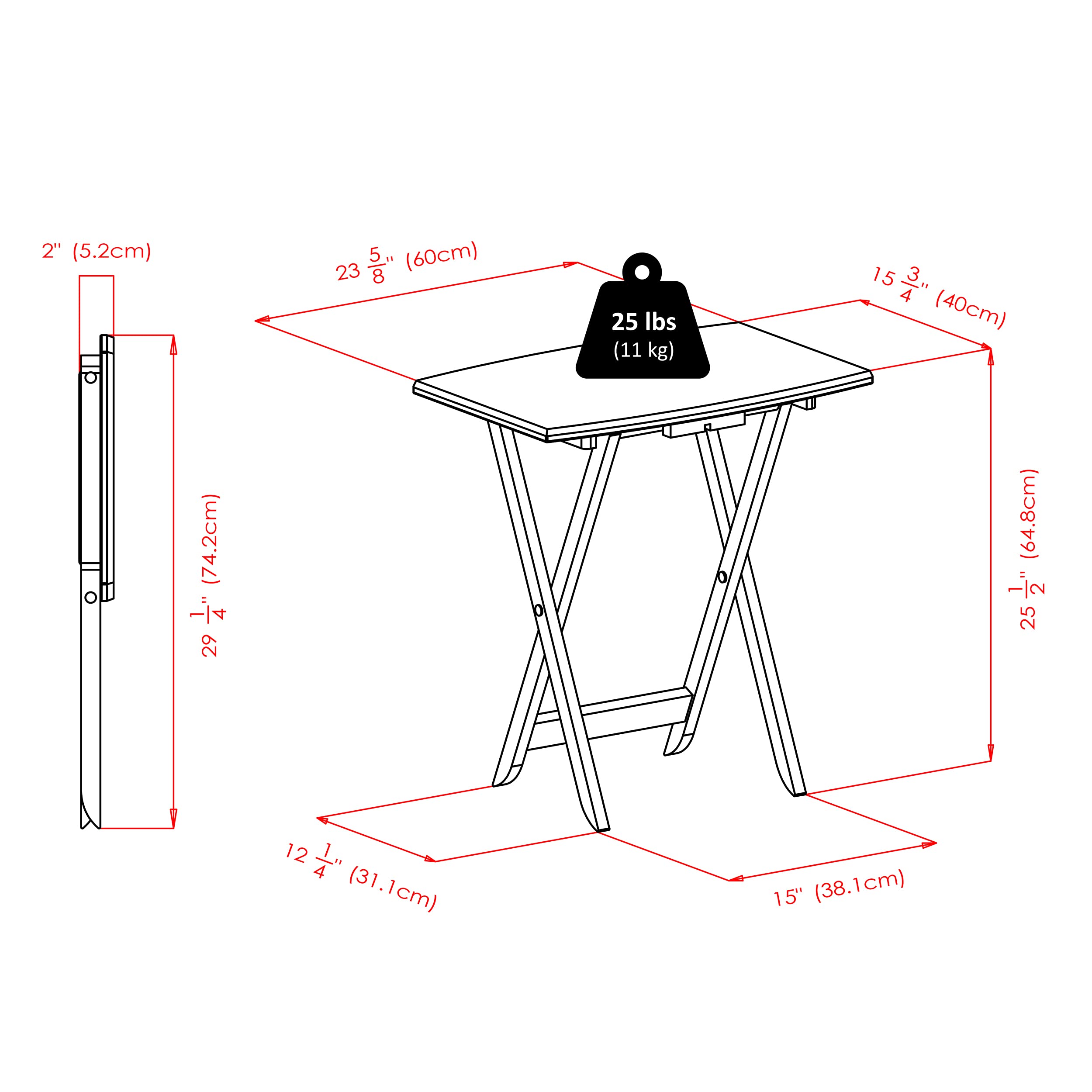 Winsome Dylan Set of 4 Oversized Foldable Snack Tables with Storage Rack, 26" in Espresso, Easy to Store Portable Fold Up Table Set for Kitchen, Living Room TV Dining, Crafts, Puzzles, Work From Home