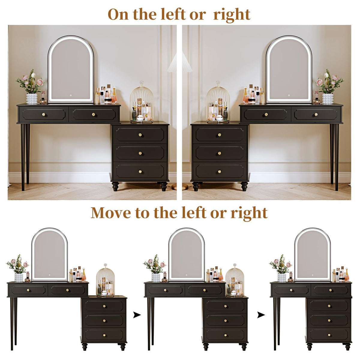 Black LED Makeup Vanity