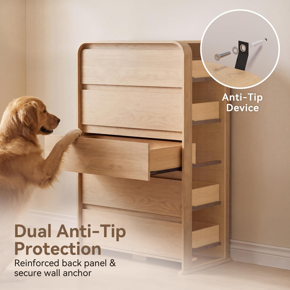 Natural 5-Drawer Dresser