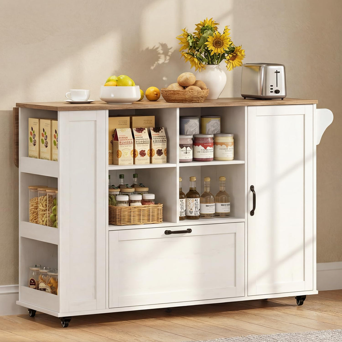 Rolling Drop-Leaf Kitchen Island